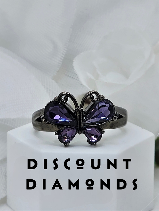 Huitan Jewelry - Gothic and Vintage style Black Gold Rainbow Zircon Butterfly Ring